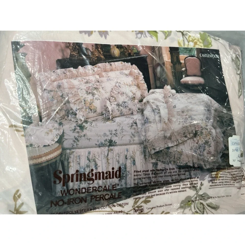 Vtg Springmaid Castlewood Double Fitted‎ Sheet Floral